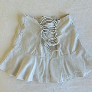 White Lace-up Corset Mini Skirt